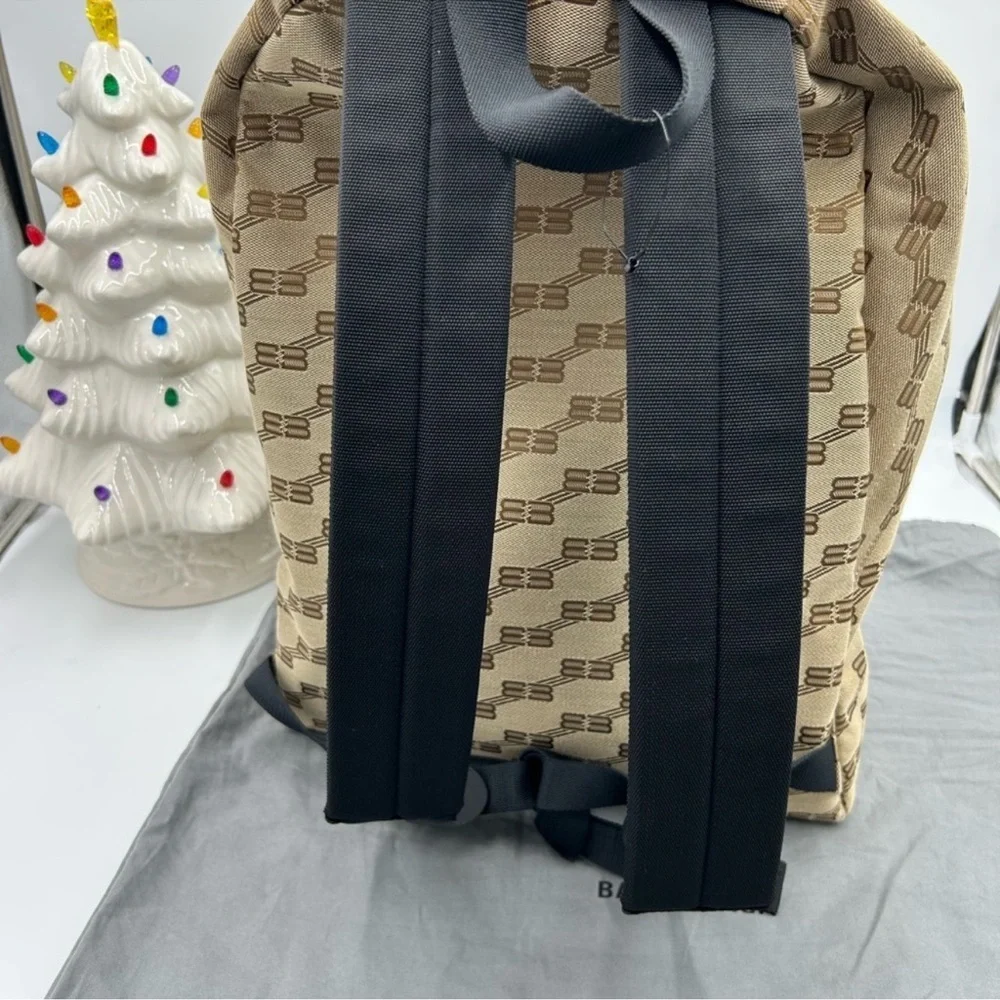 Unisex Balenciaga signature backpack in beige BB monogram, coded canvas, Italy